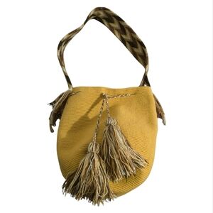 Premium Wayuu Boho Artisan Mochila Bag Medium Yellow
